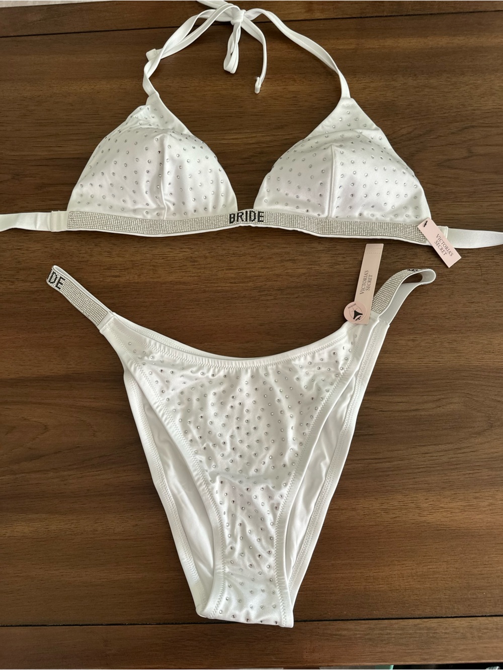 Victoria's Secret White Rhinestone Bridal Bikini Set